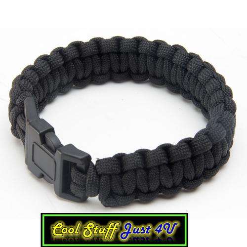 SURVIVAL BLACK PARACORD BRACELET WITH RELEASE CLIP!!!
