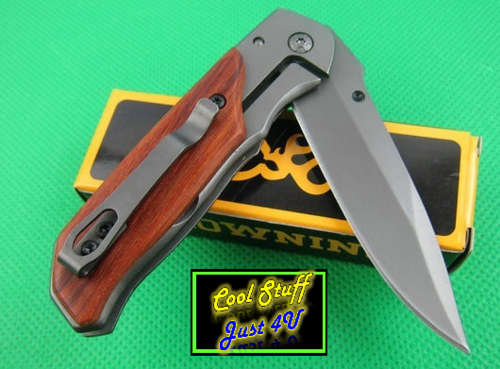 Pocket Knife with Wooden Handle & Belt Clip - Nice!!!