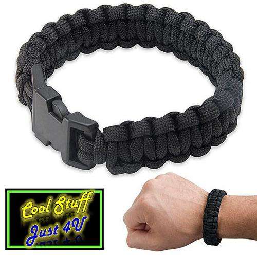 SURVIVAL BLACK PARACORD BRACELET WITH RELEASE CLIP!!!