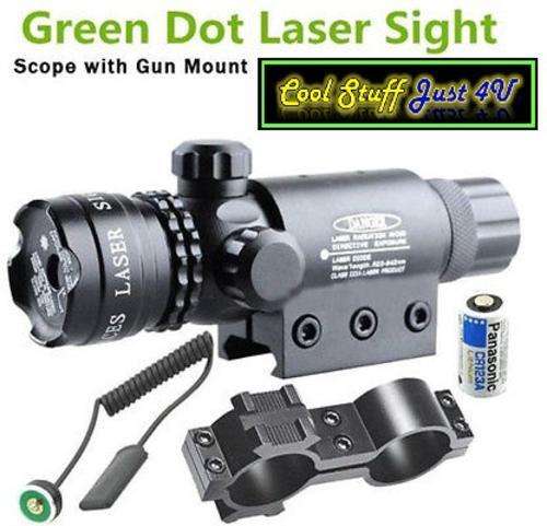 TACTICAL GREEN DOT LASER /SIGHT WITH ADJUSTABLE RIFLE FITTINGS & TRIGGER ACTIVATION DEVISE!!!