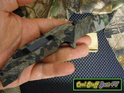 SUPER KNIFE - LARGE BUSH CAMO FOLDING OPS; HUNTING; TACTICAL KNIFE WITH PORTION SERRATED BLADE!!!