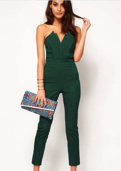**GORGEUS Green sexy slim elegant women's bust Jumpsuit**
