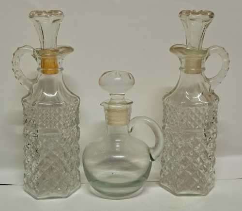 VINTAGE OLD BOTTELS  SET OF 3    2×19CM. &   1×14CM.  **STUNNING **