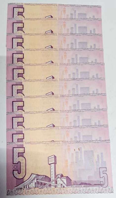 FIVE RANDS S.A. * SEQUENCE *10  BANK NOTES  SER NO: BV4939701 TO BV4939710 *NUMBERS VERY SCARCE *UNC