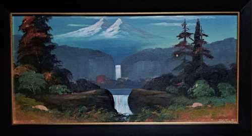 ORIGINAL FRAMED S.A.ARTIST **S.G.POPOFF **  OIL ON BOARD LANDSCAPE  SIGNED  77×42CM