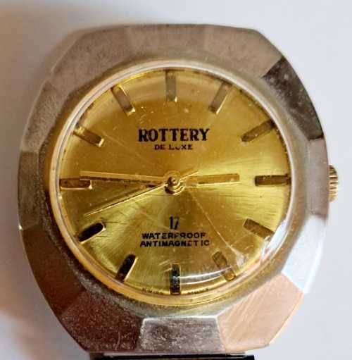 VINTAGE ROTTERY DE LUXE  17 W-PROOF ANTIMAGNETIC MEN`S WATCH  DON`T KNOW VALUE START AT R1.  Working