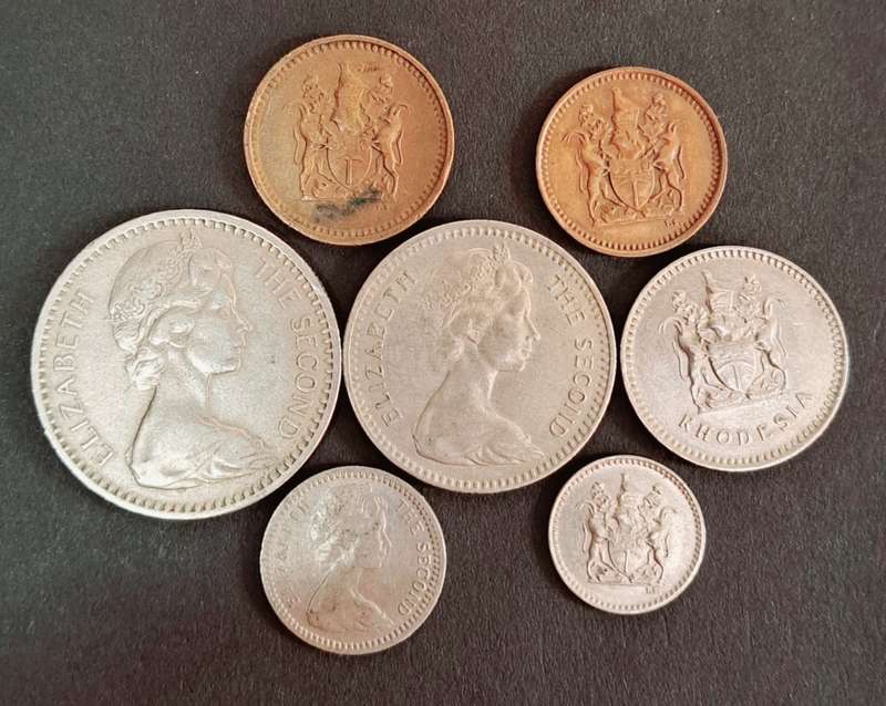 RHODESIA COINS LOT FROM HALF CROWN TO 1/2c. 7COINS! !!!