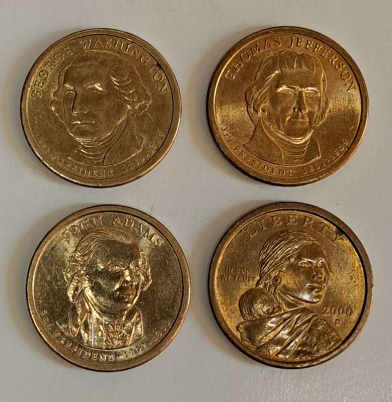 4 USA 1$ DOLLAR COINS  , **( 1 BID WINS ALL 4 COINS ) **