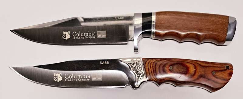 2 COLUMBIA HUNTING KNIVES  STAINLESS STEEL OUTDOOR ** SA65 & SA66 SHEATH** (28CM) NEW???