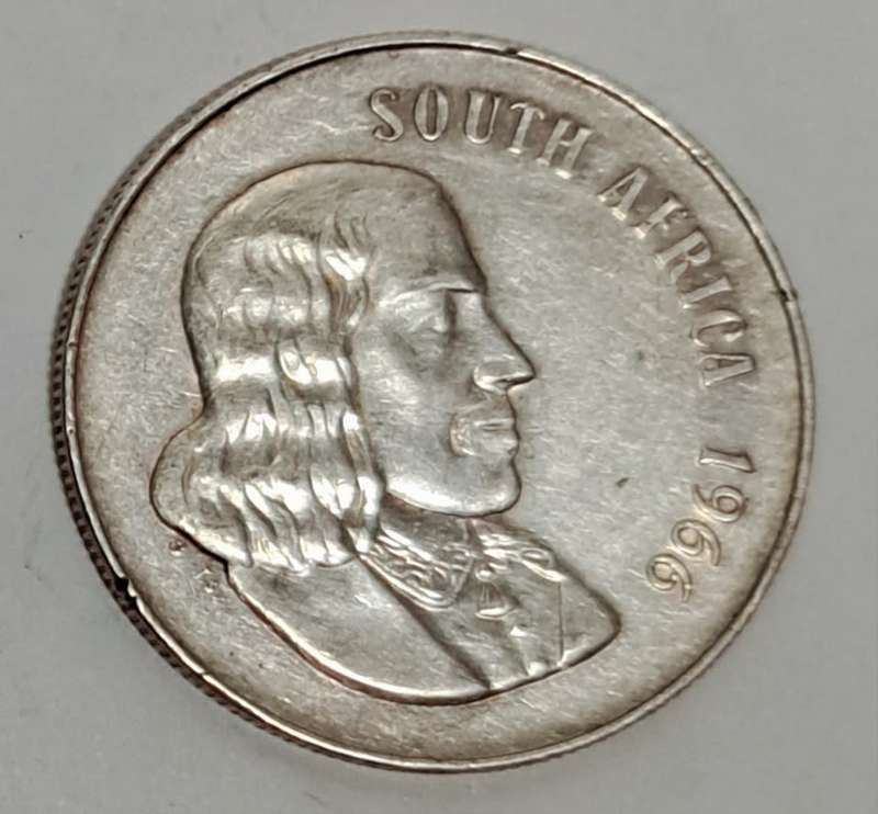 VINTAGE OLD SILVER 1RAND COIN 1966 SOUTH AFRICA **ENGLISH LEGENDS COIN**JAN VAN RIEBEECK *OLD SILVER