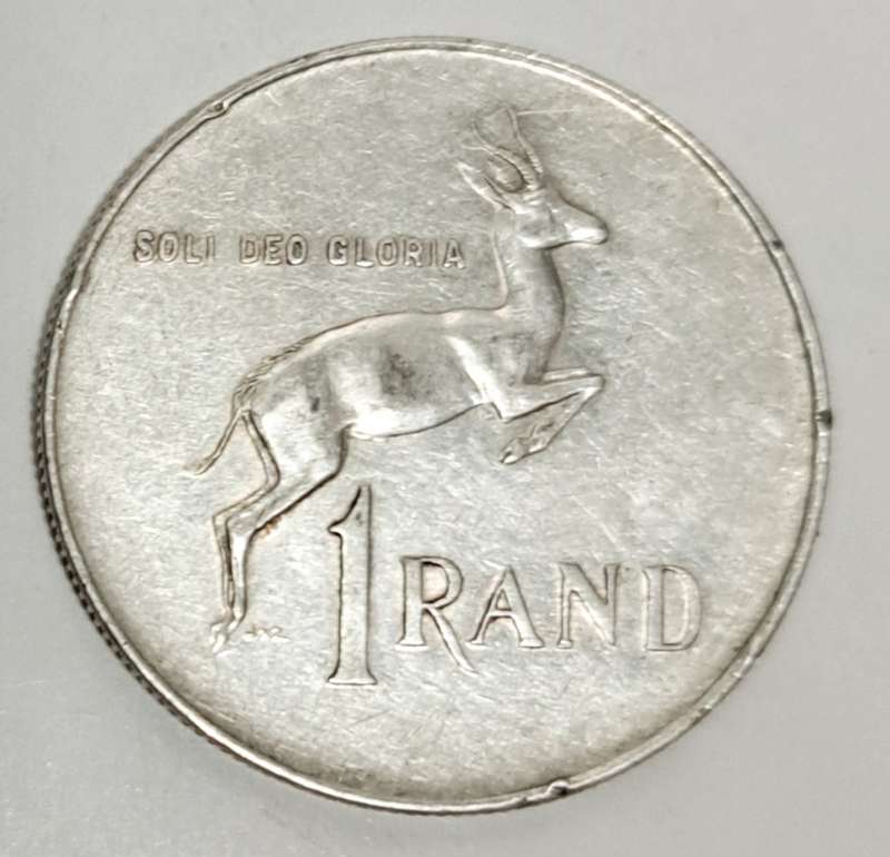 VINTAGE OLD SILVER 1RAND COIN 1966 SOUTH AFRICA **ENGLISH LEGENDS COIN**JAN VAN RIEBEECK *OLD SILVER