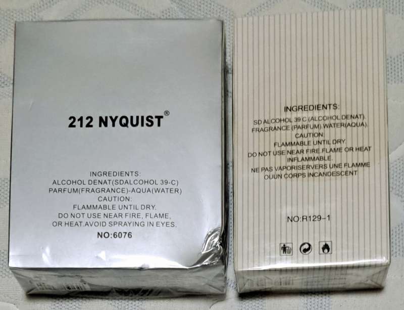 NUMBER ONE &  212 NYQUIST MEN`S PERFUME. ** SEALED **