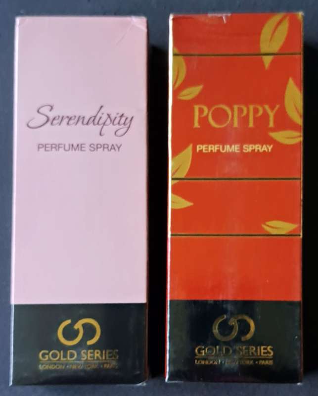 SERENDIPITY & POPPY PERFUME SPRAY *GOLD SERIES* 2×100ML * LONDON - NEW YORK - PARIS.*SEALED *