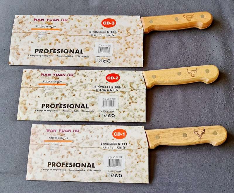 CD1 + CD2 +CD3.**  **32,5 CM +36CM + 38CM** HIGH QUALITY STAINLESS STEEL **NEW**CLEAVER KNIVES **