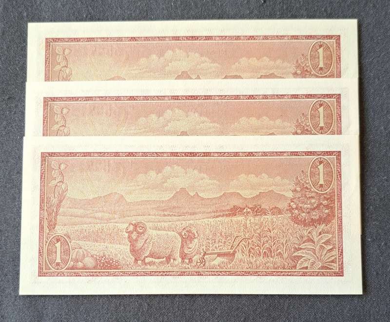 R1 REP OF S.A B-NOTES *IN SEQ* SER NO: B228 659711 TO B228 659713 (SPRINGBOK W/M *V- SCARCE *3 UNC N
