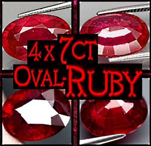 4 X 7ct Naturally Exceptional Oval-Facetted Blood-Red Ruby From Madagascar - CLEARANCE SALE