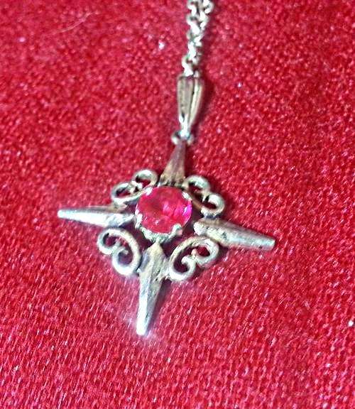 Original Antique Round Ruby Crafted in a Sterling Silver Star Necklace with Delicate Silver Chain