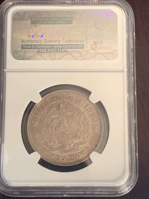1896 ZAR 2 1/2 Shillings graded by NGC AU55