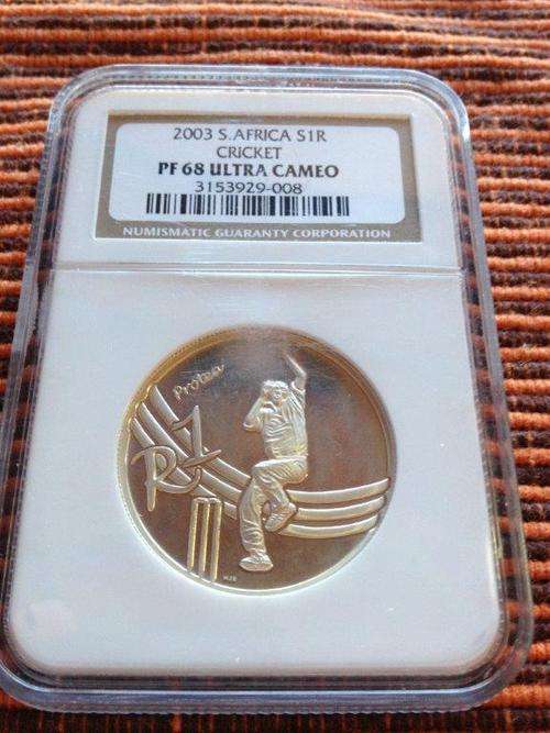 Silver Protea R1 : Proof Condition : 2003 : Cricket : S1R : NGC Graded PF68