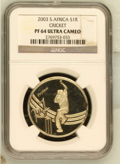 Silver Protea R1 : Proof Condition : 2003 : Cricket : S1R : NGC Graded PF64