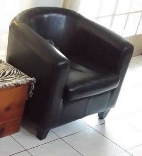 Black Leather Tub Chair