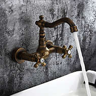 Antique brass bathroom faucet wall mount