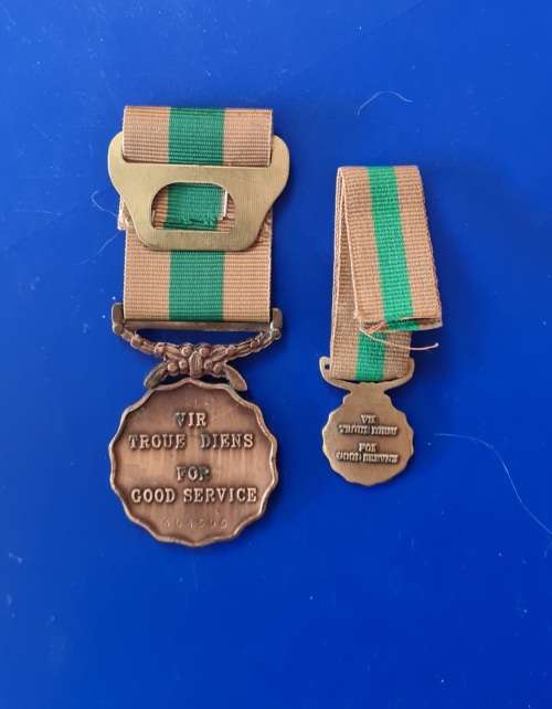 SADF - GOOD SERVICE MEDAL BRONZE - FULL SIZE + MINIATURE