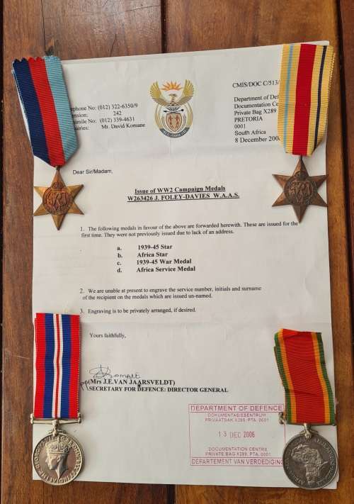 WW2 - F/SGT - MISS J FOLEY-DAVIES - W.A.A.F - MEDAL GROUP