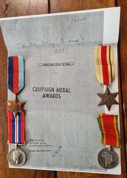 WW2 - F/SGT - MISS J FOLEY-DAVIES - W.A.A.F - MEDAL GROUP