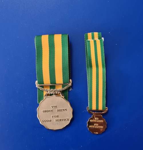 SADF - GOOG SERVICE MEDAL 30 YEAR - FULL SIZE + MINIATURE