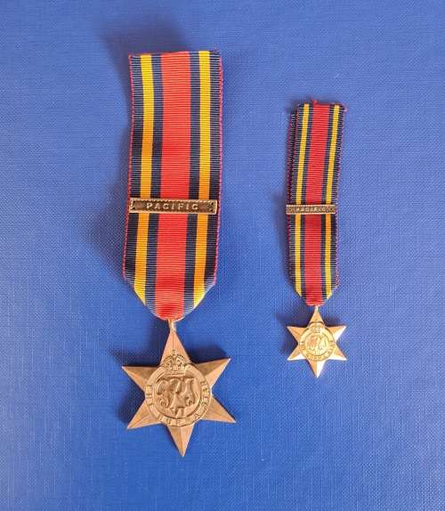 WW2 - BURMA STAR + PACIFIC CLASP - FULL SIZE + MINIATURE