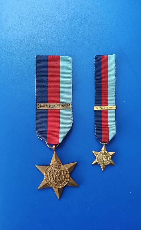 WW2 - 1939-45 STAR - FULL SIZE + MINIATURE + BATTLE OF BRITAIN CLASPS