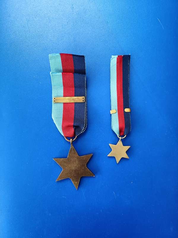 WW2 - 1939-45 STAR - FULL SIZE + MINIATURE + BATTLE OF BRITAIN CLASPS