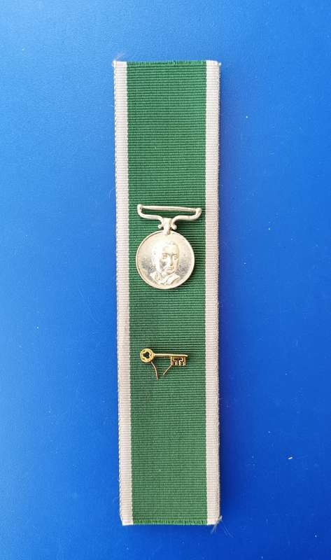 RHODESIA - PRISON SERVICE MEDAL RIBBON - FULL SIZE + EMBLEM AND MINIATURE