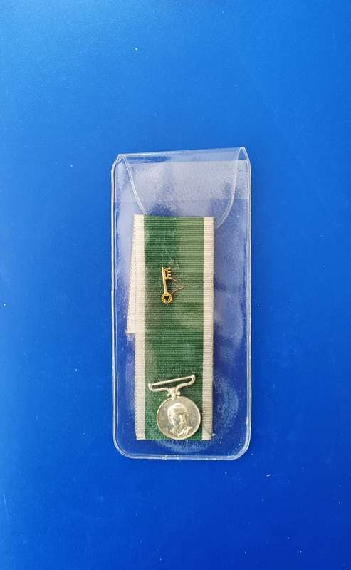 RHODESIA - PRISON SERVICE MEDAL RIBBON - FULL SIZE + EMBLEM AND MINIATURE