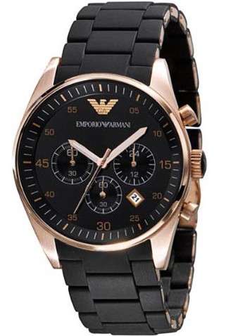 Authentic Emporio Armani AR5905 Chronograph black silicone watch