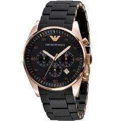Authentic Emporio Armani AR5905 Chronograph black silicone watch