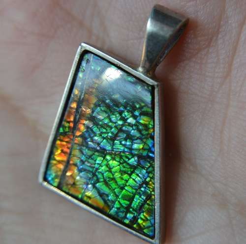 Ammolite pendant in sterling silver