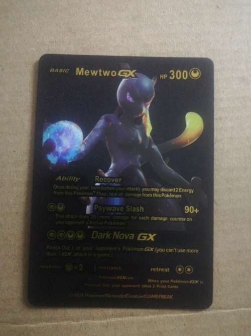 Mewtwo GX - Pokémon Cards - Black & Gold Foil - Fan Art Cards