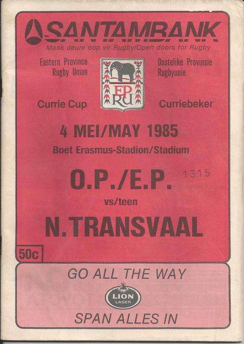 1985 Eastern Province Rugby Programme