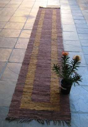 Brown & Gold 100% Suede LEATHER Passage Runner  - 4,2 meters LONGGGGG !!