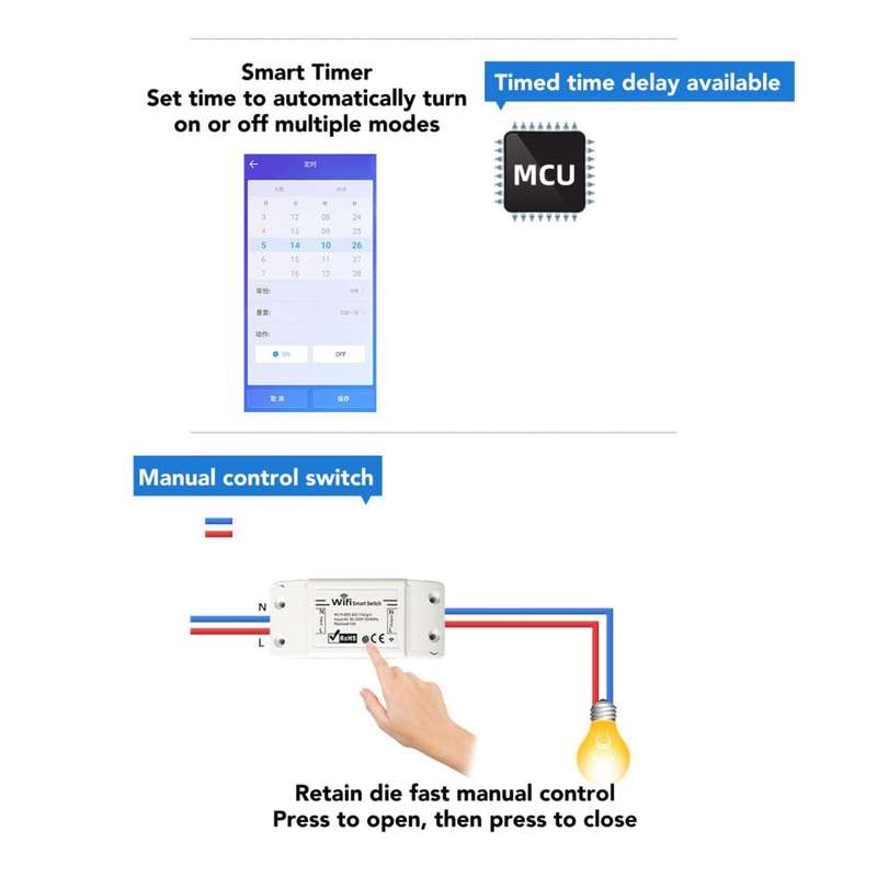 Mini Smart Relay WiFi Switch, 2 PCS DIY Switch Module Voice Control Wireless Remote Switch