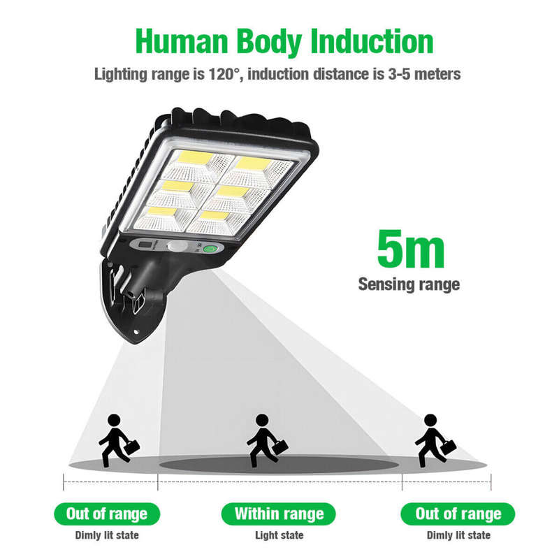 LED Solar Light Motion Sensor 3 Mode Floodlight Outdoor Street Wall Courtyard Garden