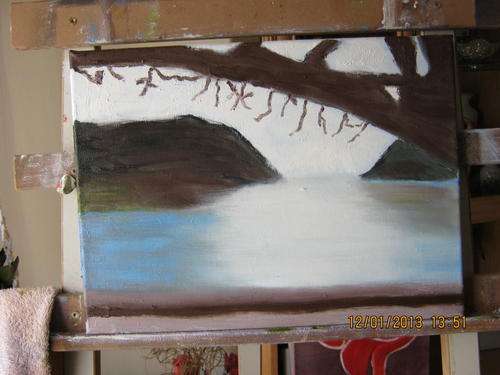 Painting of a Lake in Switserland