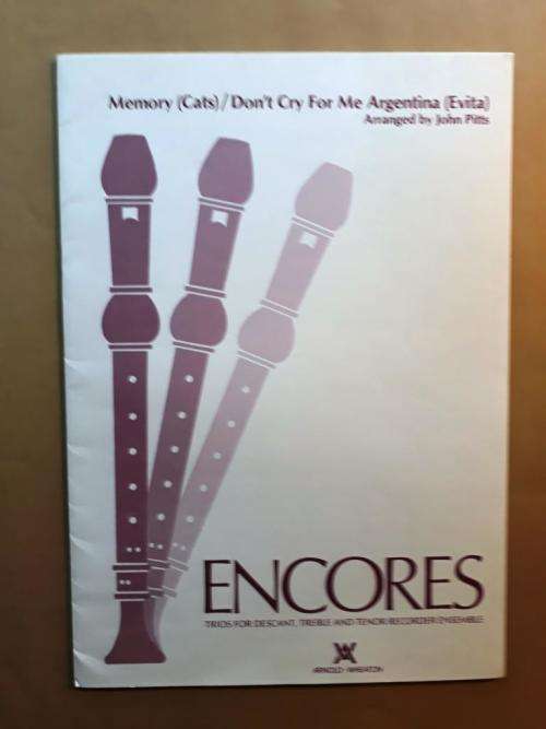 Memory/Don`t Cry for me Argentina, arr. John Pitts, for recorder trio (score and parts)