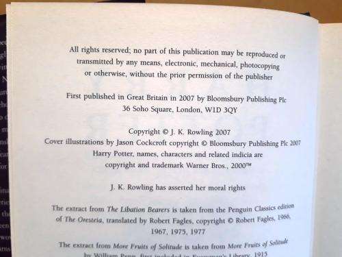 Harry Potter and the Deathly Hallows, J.K. Rowling [first edition]
