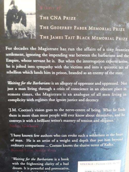 Waiting for the Barbarians, J.M. Coetzee