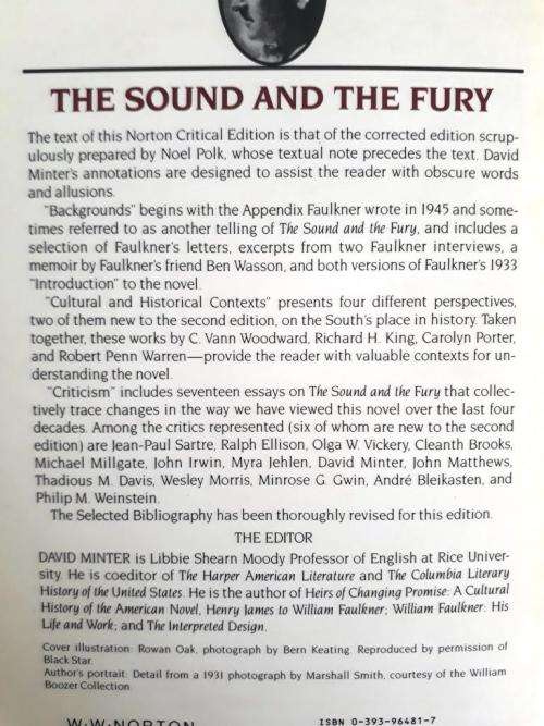 The Sound and the Fury, William Faulkner  [Norton Critical Edition]