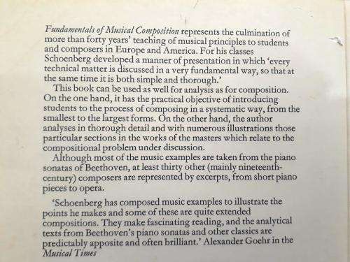 Fundamentals of Music Composition, Arnold Schoenberg