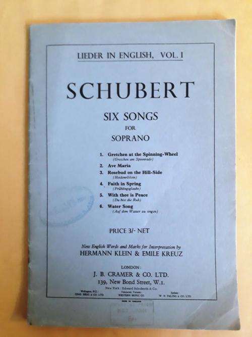 Lieder in English, Vol. 1, Six Songs for Soprano, F.P. Schubert